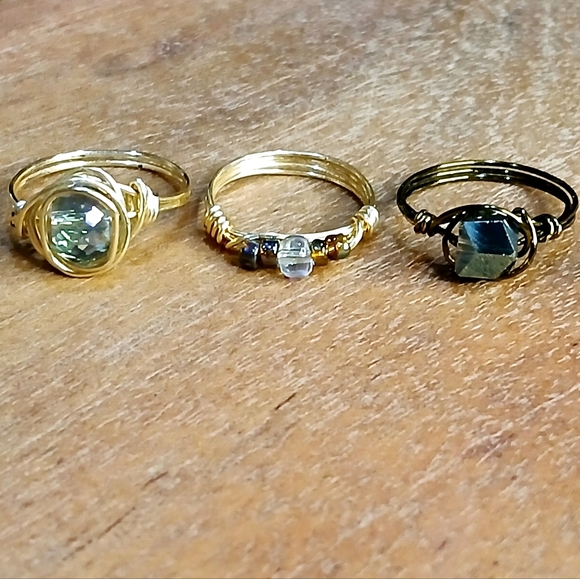 Zoey Zoso Jewelry - 3 piece beaded ring set, wire wrapped rings, boho rings